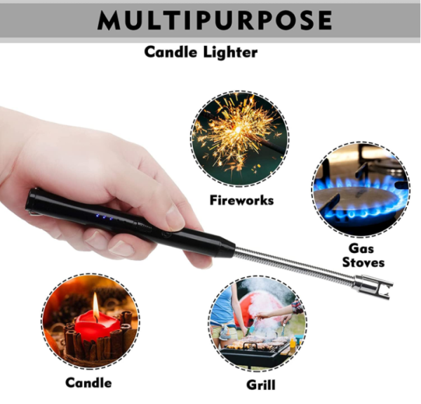 Arc Lighter With USB Charging | Flameless Windproof | Led Battery Display | Safety Switch | Rotate 360 Degrees ( Random Color )