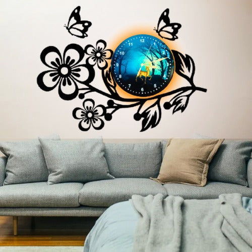 3d Wooden Flower Clock With Esthetic Dial Wall Clock | Best Quality Wall Clock For Home Decor | Home Decor Clock 25 Inch