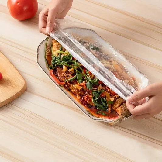 100pcs Disposable Plastic Wrap Covers, Elastic & Tight, Food-grade Fresh-keeping, Dust & Insect-proof, Kitchen Accessories – Disposable Food Wrap