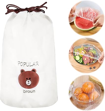 100pcs Disposable Plastic Wrap Covers, Elastic & Tight, Food-grade Fresh-keeping, Dust & Insect-proof, Kitchen Accessories – Disposable Food Wrap