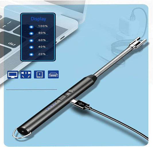 Arc Lighter With USB Charging | Flameless Windproof | Led Battery Display | Safety Switch | Rotate 360 Degrees ( Random Color )